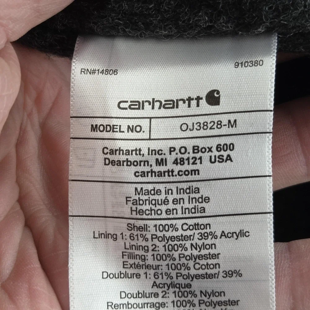 Carhartt Detroit Jacket Mens 2XL Black Canvas Blanket‎ Lined Full Zip New